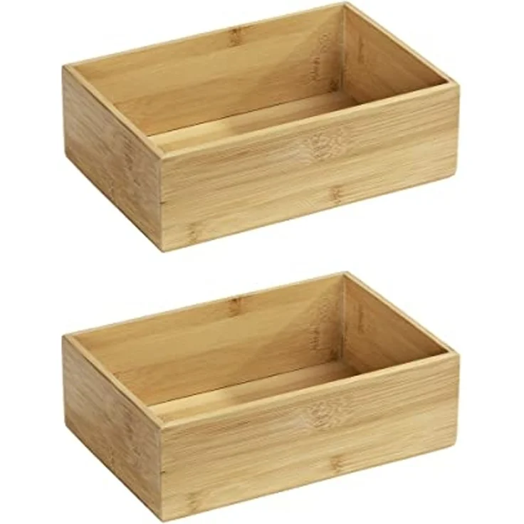 WENKO TERRA Aufbewahrungsbox, 2er Set, Braun, Bambus – Bild 1