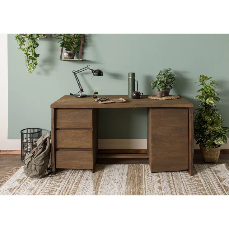 Schreibtisch Mango 150x75x78 braun geölt / sandgestrahlt PURE MANGO #110 – Bild 9