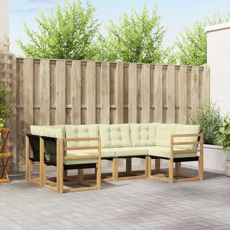 vidaXL Outdoor-Sofagarnitur 6 stk. 6-Sitzer Weiß und Creme 3389800 – Bild 1