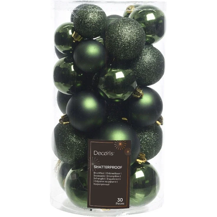 LS-LebenStil Weihnachtsbaumkugel 30 Kunststoff Weihnachtskugeln Grün Pinie 4cm-6cm Baumkugel Dekokugel (30 St), Bruchsicher Christbaumschmuck Weihnachtsbaumschmuck Deko Kugeln – Bild 2