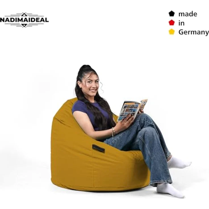 Nadimaideal Sitzsack Tropfenform Kastanie | Bodenkissen für Kinder & Erwachsene | Indoor & Outdoor | Gaming Sitzsack - Sitzkissen - Beanbag | Füllung EPS Perlen (Sand, XXL-Durchmesser 88 cm) – Bild 8