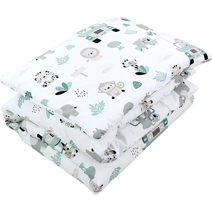 TupTam Kinderbettdecke-Set, Ganzjahresdecke, 2tlg., 1x Bettdecke, 1x Flachkissen, Zoo Grün, 135x100 cm – Bild 2
