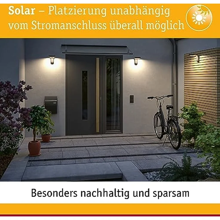 Paulmann 94571 Solar Outdoor Wandleuchte Adya IP44 3000K Bewegungsmelder – Bild 3