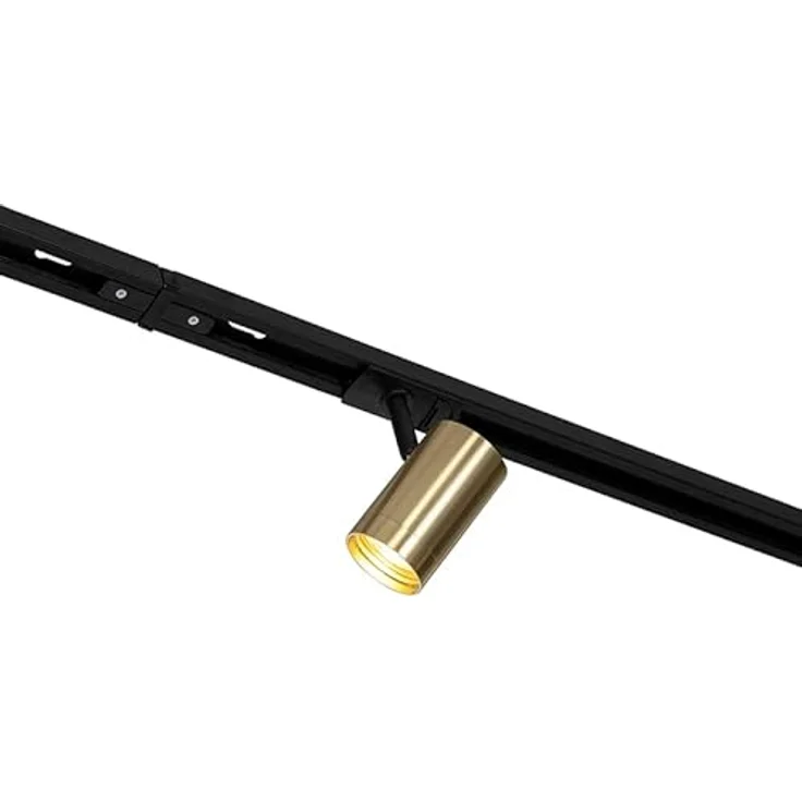 QAZQA Modernes Schienensystem Komplettset, 3-flammiger Deckenspot mit GU10 Fassung, dimmbar, Schwarz und Gold, für Wohnzimmer, Esszimmer und Büro – Bild 3