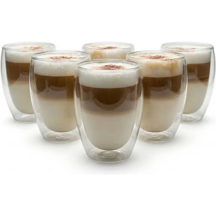 BigDean Latte-Macchiato-Glas 300ml doppelwandige Latte Macchiato Gläser Borosilikatglas, 6-tlg, Borosilikat-Glas, Doppelwandig, Borosilikatglas, Spülmaschinenfest