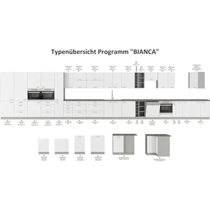 Frontblende Geschirrspüler integriert 60 cm Weiß Hochglanz Küche Bianca Grey – Bild 3