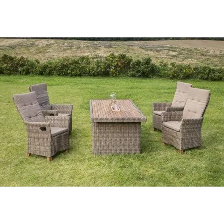Toskana Set 5tlg, Geflechttisch, natur