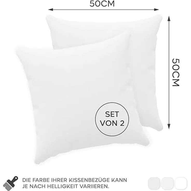 Twinzen® Kissenbezug 50x50 (2er-Set) - 100% Jersey Baumwolle 150 GSM Kissenbezüge - Weiß - Für Kissenbezüge 50x50 cm - Kissenhülle - Kissenbezug mit Reißverschluss - Oeko-Tex Zertifiziert – Bild 3