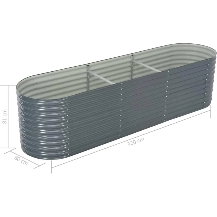 DELUKE® rundes Hochbeet für Garten BLUMO Verzinkter Stahl Hochbeet Metall Gartenbeet rund Kräuterbeet Blumenbeet Frühbeet für Garten Gemüsebeet, 320x80x81cm, Grau – Bild 2