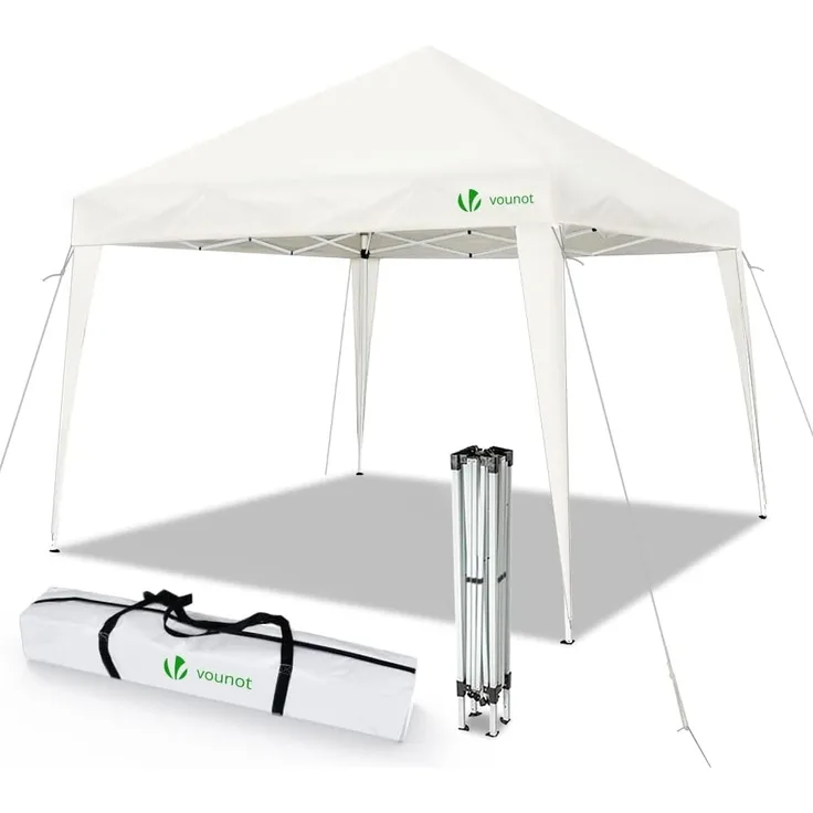 VOUNOT Faltpavillon 3x3 m, mit 4 Sandsäcke, Pop Up Pavillon Faltbar, UV-Schutz 50+, Cremeweiß