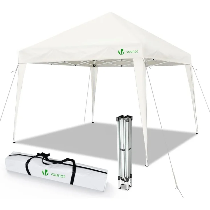 VOUNOT Faltpavillon 3x3 m, mit 4 Sandsäcke, Pop Up Pavillon Faltbar, UV-Schutz 50+, Cremeweiß