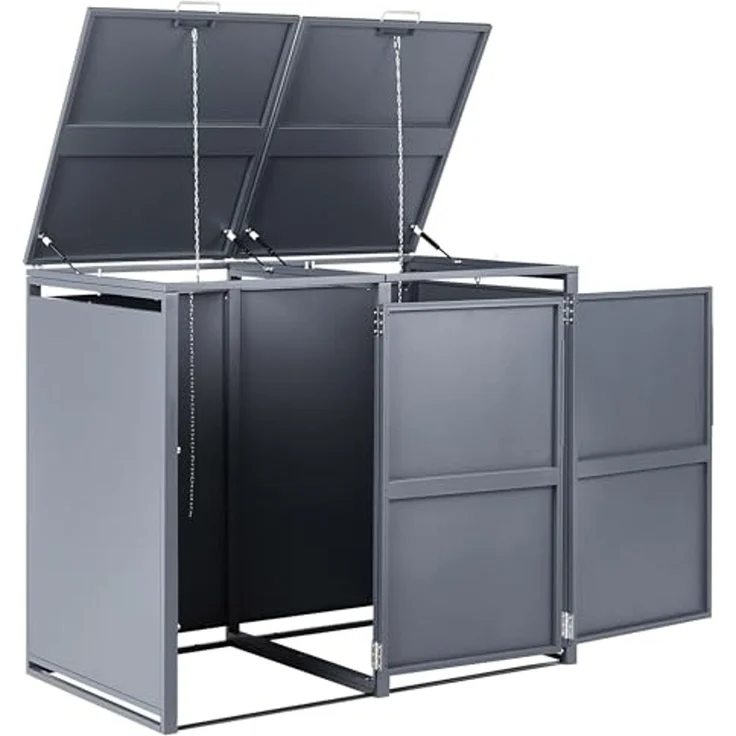 Mülltonnenbox 480 L PIACENZA Doppelt Metall Dunkelgrau – Bild 6