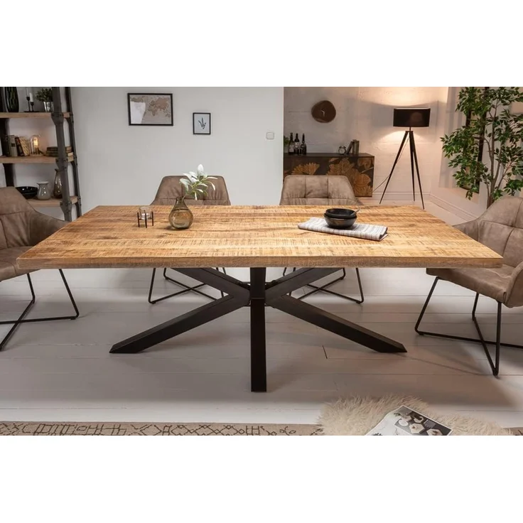 riess-ambiente Esstisch GALAXIE 180cm natur / schwarz · bis 8 Personen, Massivholz · Sternen-Gestell · Industrial · Mangoholz – Bild 4