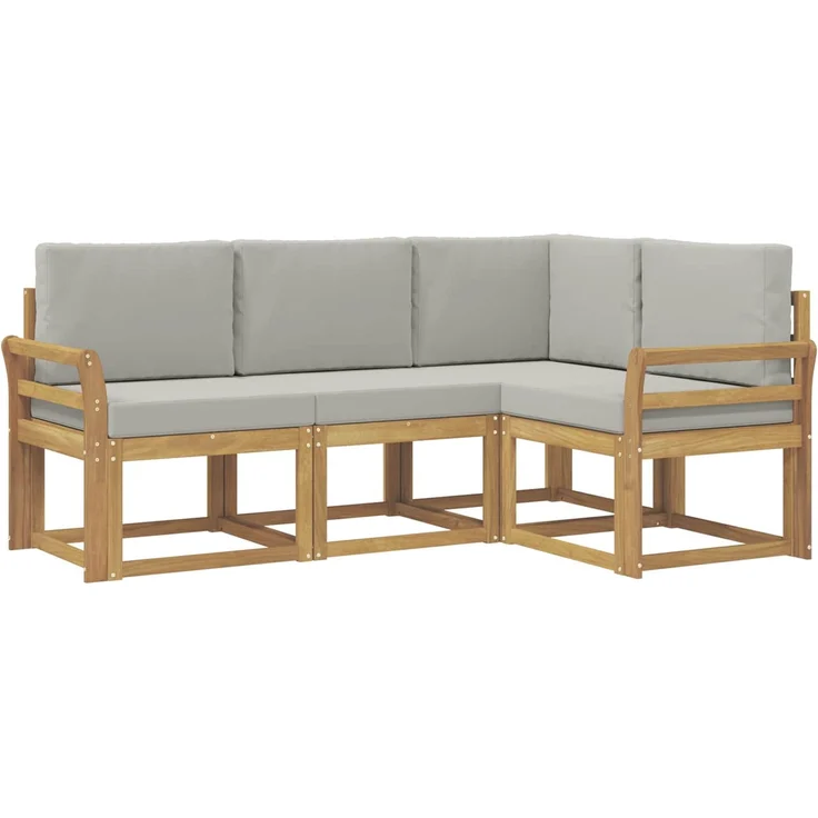 vidaXL Outdoor-Sofagarnitur 4 stk. Weiß und Hellgrau Polyester 3387560 – Bild 2