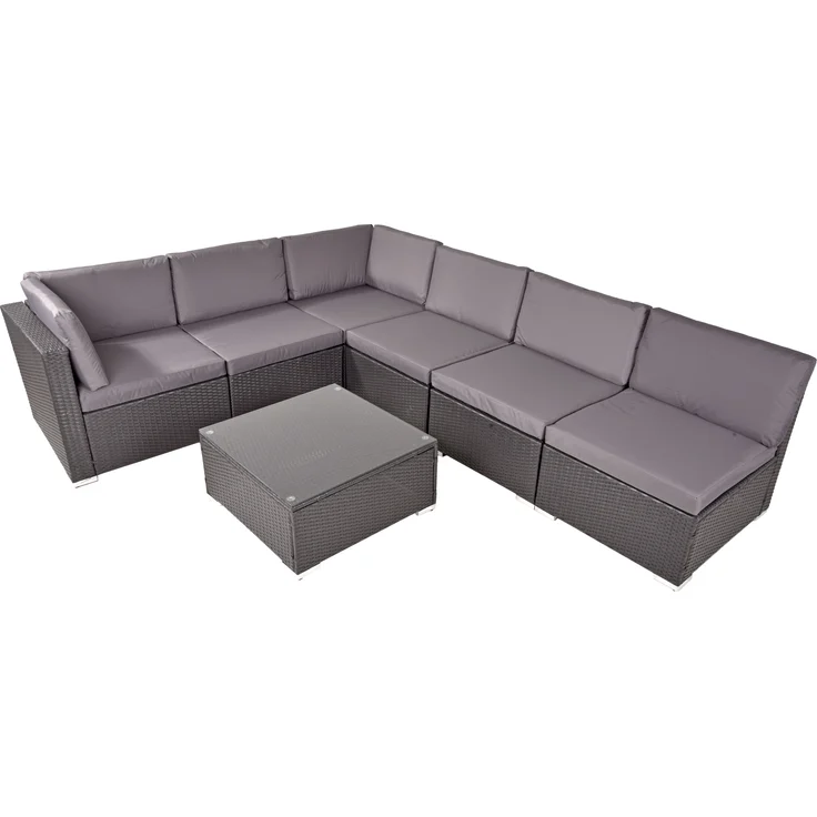 Garten-Sitzgruppe TILDA 7-tlg. - Kunststoff, Schwarz | Gartenmöbel-Set Gartengarnitur Garten-Essgruppe mit Stühlen und Esstisch – Bild 2