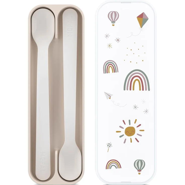 Mepal - Fütterlöffel Mio - Babylöffel - Kleinkind Fütterlöffel - Spülmaschinengeeignet & BPA frei - 2er Set - Sunshine & Rainbow – Bild 1