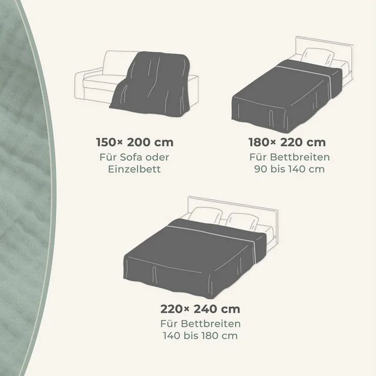Laynenburg Tagesdecke Musselin mit Fransen aus 100% Baumwolle – Baumwolldecke, Wohndecke als Sommerdecke, Bett-Überwurf, Sofa-Decke, Kuscheldecke – Bild 4