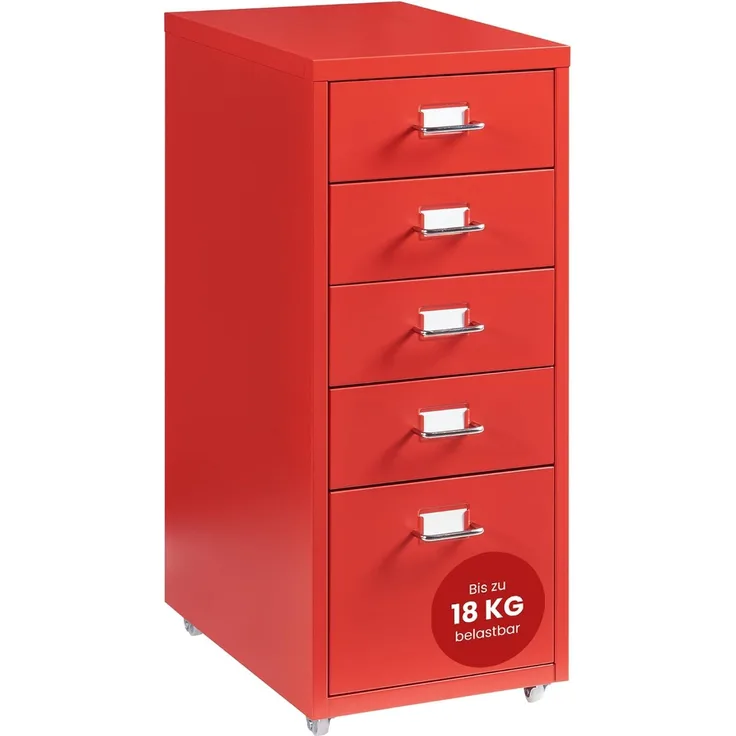 Rollcontainer Kökar mit 5 Schubladen 69x28x41 cm Rot [en. casa]