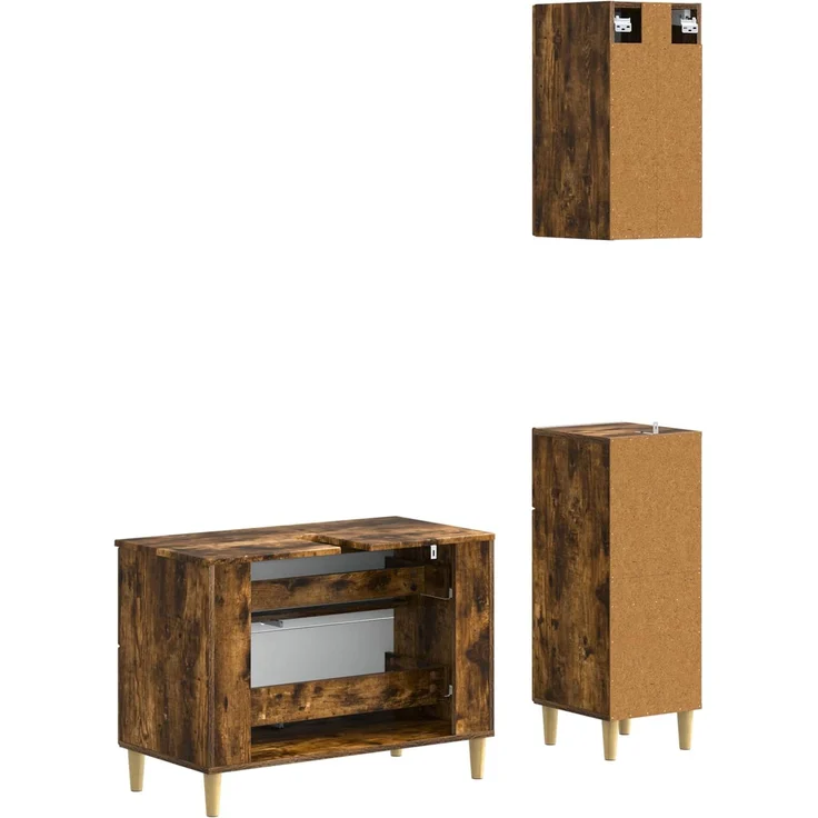vidaXL 3-teiliges Badezimmer-Schranksystem ARNHEM Raucheiche 3417770 – Bild 6