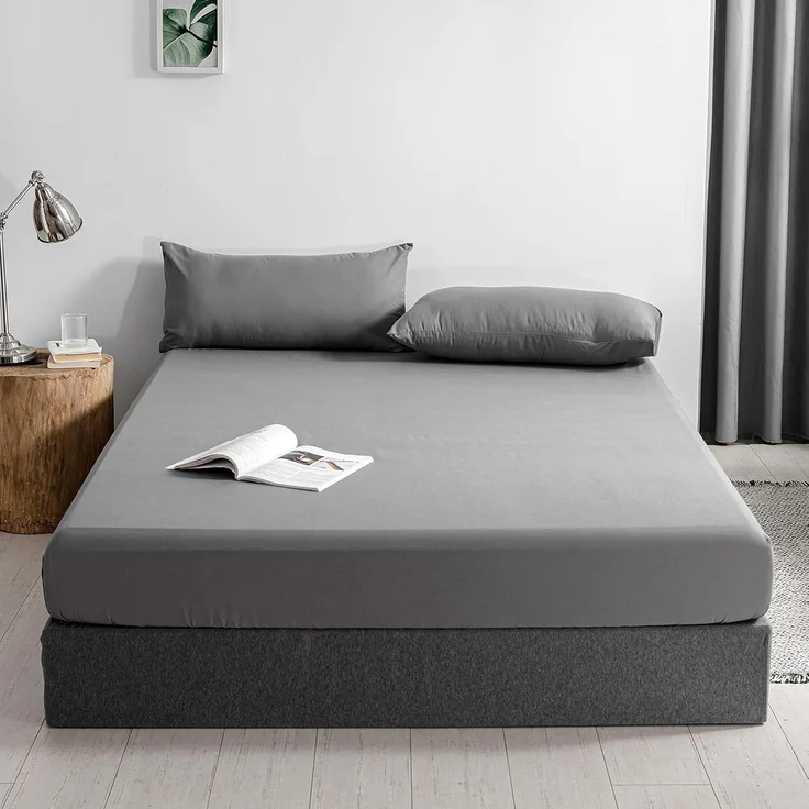 Good Nite Spannbettlaken 180x200 cm Grau Polyester Bettlaken 30cm Extra Tiefe Taschenlaken Spannbetttuch Weich und atmungsaktiv Maschinenwaschbar
