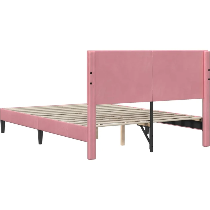 vidaXL Bettrahmen mit Kopfteil Rosa 140 x 190 cm Samt 42027664 – Bild 6