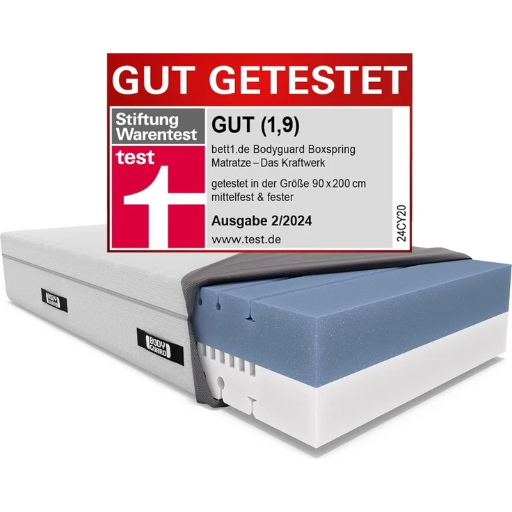 Boxspringmatratze BODYGUARD Boxspring Matratze, bett1. de, 28 cm hoch, atmungsaktiver HyBreeze® Funktionsbezug, aus 100 % QXSchaum® – Bild 2
