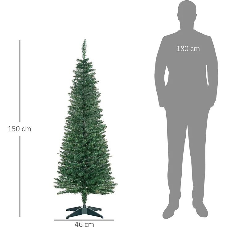 HOMCOM Weihnachtsbaum, Kunststoff, Metall, Grün, Ø46 x 150H cm – Bild 3