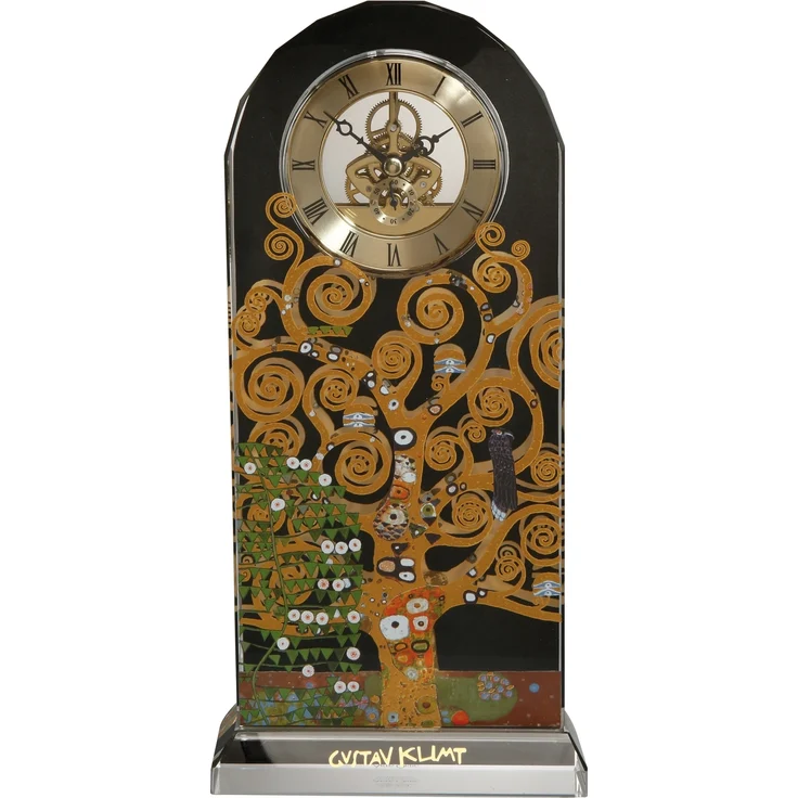 Goebel / Gustav Klimt - Der Lebensbaum,Tischuhr,15,0cm x 6,0cm x 32,0cm / Kristallglas / 15,0cm x 6,0cm x 32,0cm – Bild 1