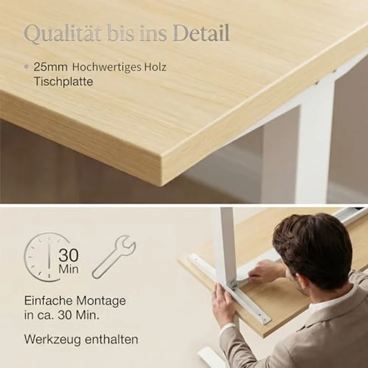 Devoko Höhenverstellbarer Schreibtisch 160x80 cm elektrisch, Höhenverstellung 63-128 cm mit Smart Control, 125 kg Tragkraft, für gesundes Arbeiten – Bild 8