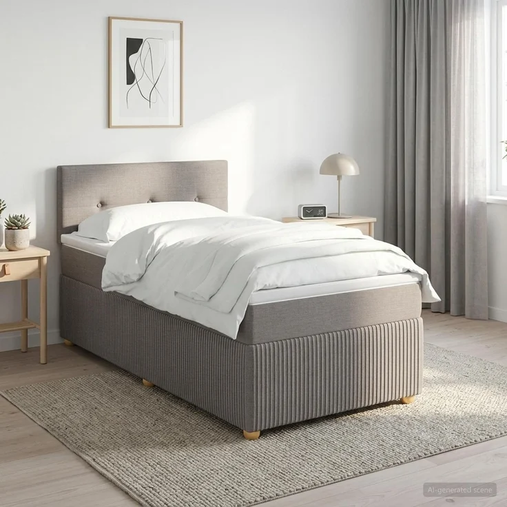 vidaXL Boxspringbett mit Matratze mit Kopfteil Taupe 90 x 200 cm Stoff 3451381 – Bild 1