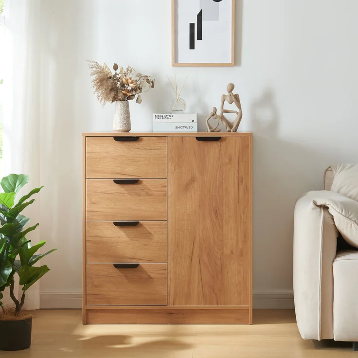 Kommode Varkaus 90x80x40 cm Eichenoptik [en. casa] – Bild 2