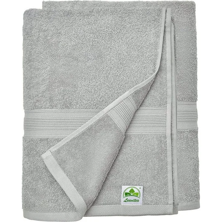 leevitex® Saunatuch Frottee XXL, (2-St), 80 x 200 cm, extra groß & saugfähig, Silber/Hellgrau