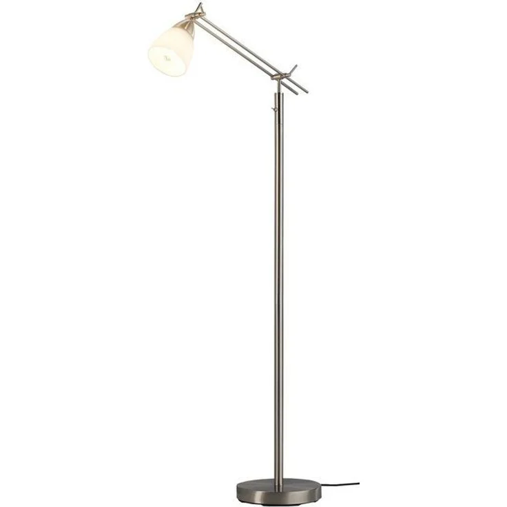casa NOVA Stehlampe CURO, 1-flammig, H 150 cm, Nickelfarben, Weiß, ohne Leuchtmittel, Metall, Glasschirm – Bild 2