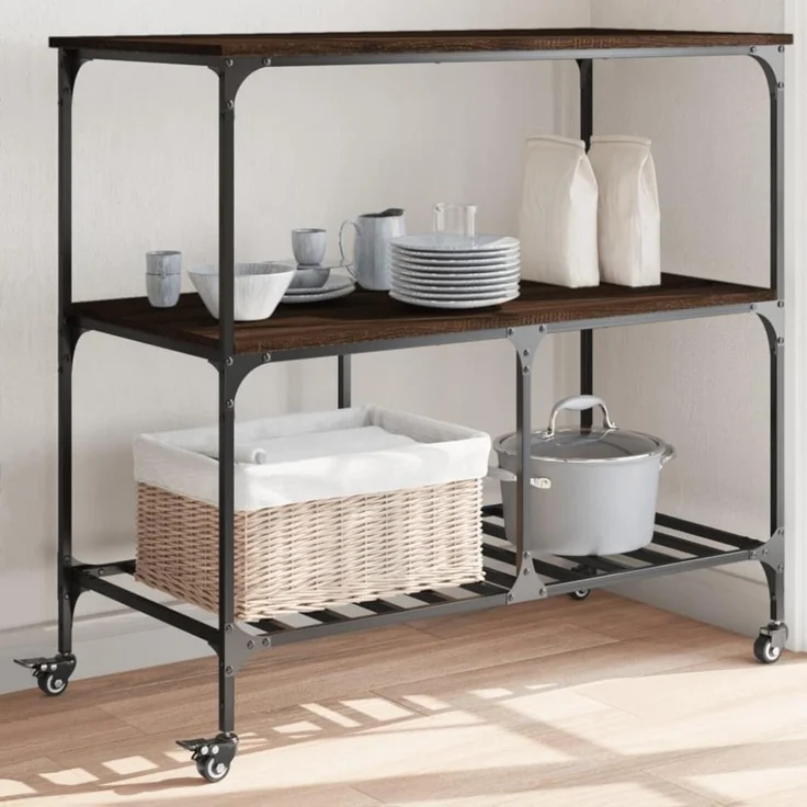 vidaXL Küchenwagen Braun Eichen-Optik 100x50x95 cm Holzwerkstoff 842310 – Bild 1