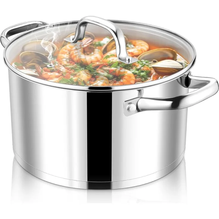 Joyfair 20cm 3-Lagiger Edelstahl Kochtopf mit Glasdeckel 3,3L Induktion