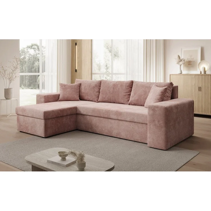 Luxusbetten24 Schlafsofa Designer Sofa Denver in Cord, mit Stauraum und Schlaffunktion – Bild 2