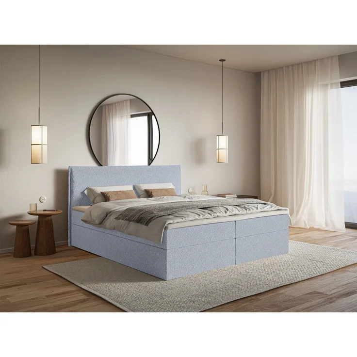 Selsey 'Softie' Boxspringbett 180x200 cm mit Topper und Stauraum, Chenille, Himmelblau – Bild 3