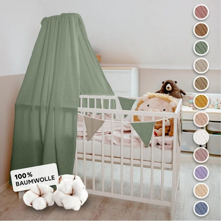 lilimaus Betthimmel Handgefertigter Musselin Betthimmel aus 100% Baumwolle für Babybett, Stoffhimmel für Babybett-Deko im Kinderzimmer und Spielzimmer – Bild 5