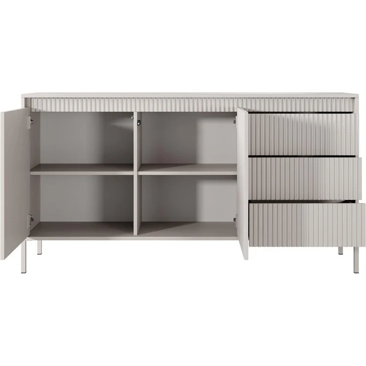 Compleo Kommode mit Lamellen, gerillte Front, JULO, zweitürig, Schubkastenkommode – Bild 3