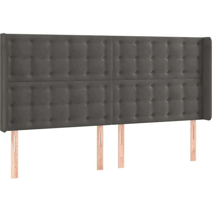 vidaXL Kopfteil mit Ohren Dunkelgrau 203x16x118/128 cm Samt 3120081 – Bild 2