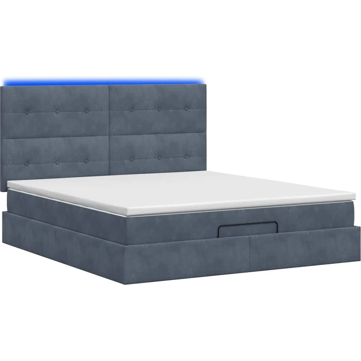 vidaXL Ottoman-Bett mit Matratze und LED Dunkelgrau 180 x 200 cm Samt 3458320 – Bild 9