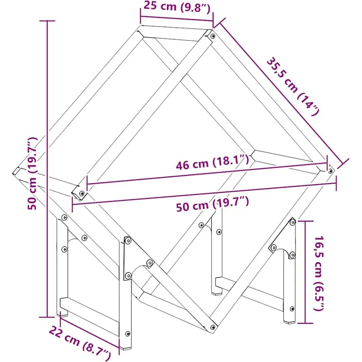 vidaXL Brennholzregal Olivgrün 50x25x50 cm Kaltgewalzter Stahl 864278 – Bild 11