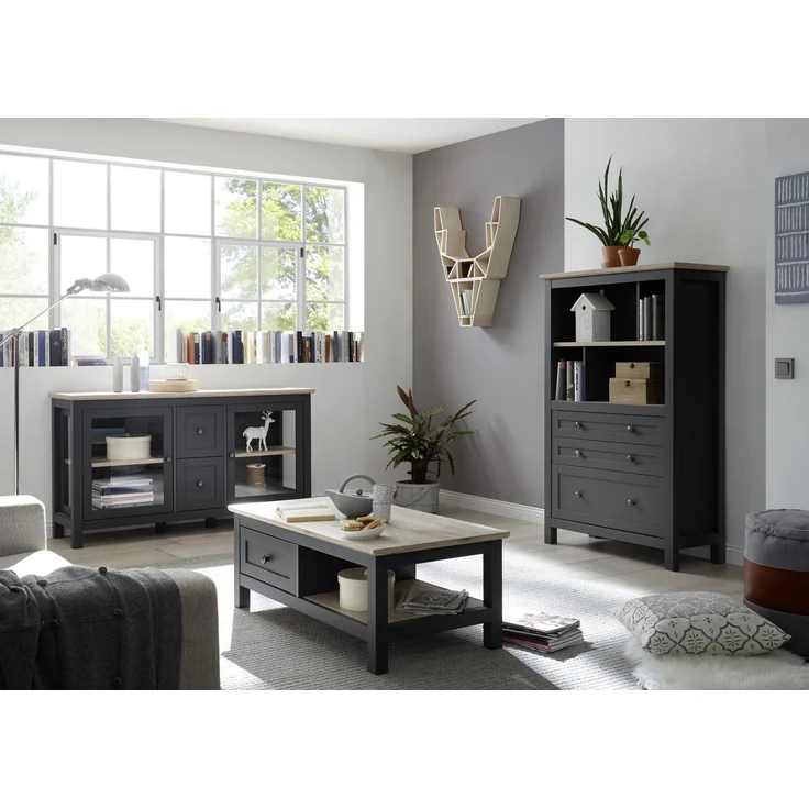 Couchtisch >Bocage< in San Remo, anthrazit, Holzwerkstoff - 114x43x60cm (BxHxT) – Bild 6