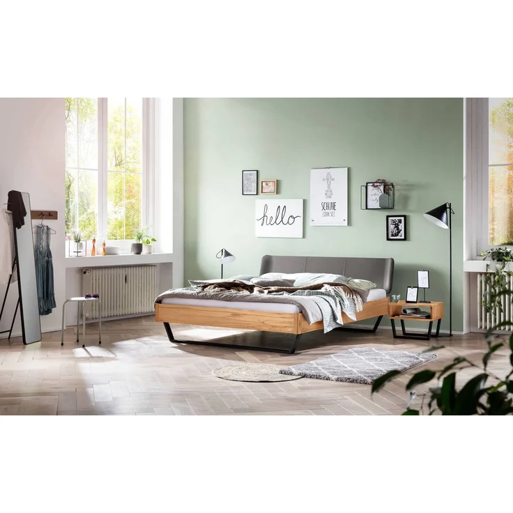 Hasena Massivholzbett Montieri Wildbuche gepolstert 180x220 cm, Fußhöhe 20 cm – Lounge – Bild 2
