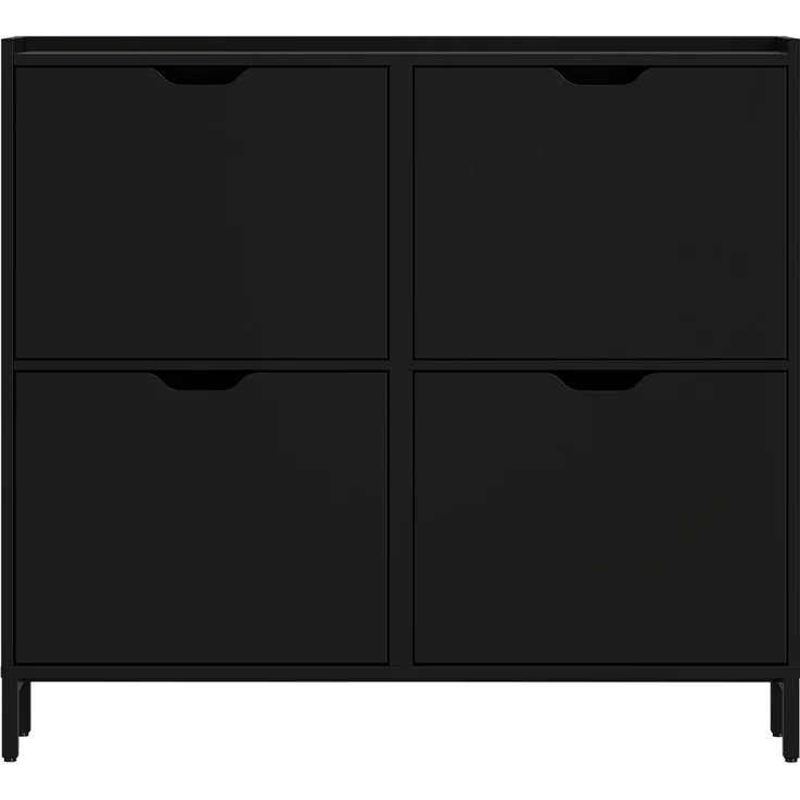 Bellamio 'Ceyhan' Schuhschrank mit 4 Klappen, schmales Schuhregal, schwarz, 100x19x90 cm, Schuhkipper für 8 paar Schuhe – Bild 10