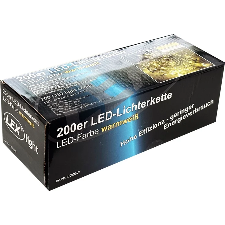 200'er LED Lichterkette Innen und Außen warmweiß – Bild 3