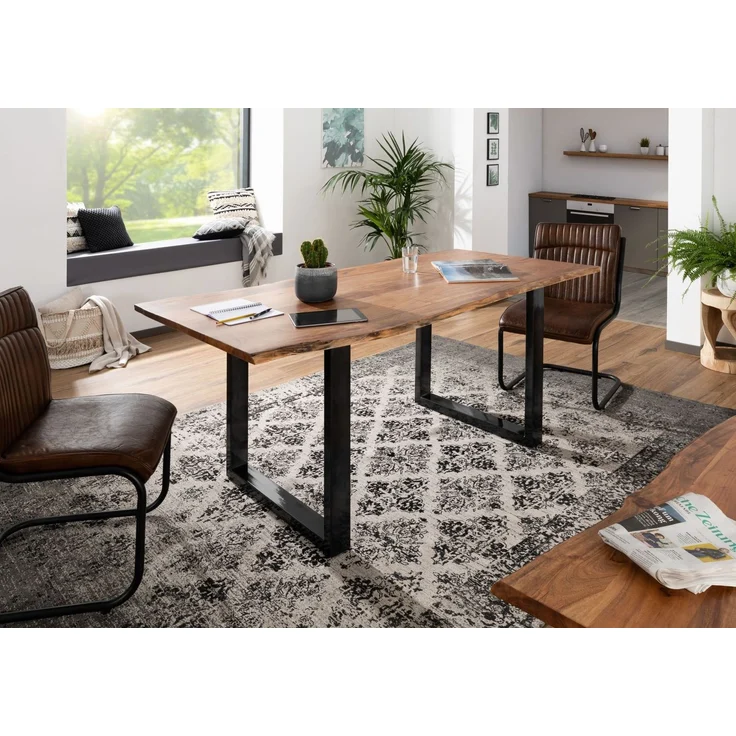 Baumtisch Akazie 220x100x76 natur Beine anthrazit glänzend FREEFORM 3 – Bild 2