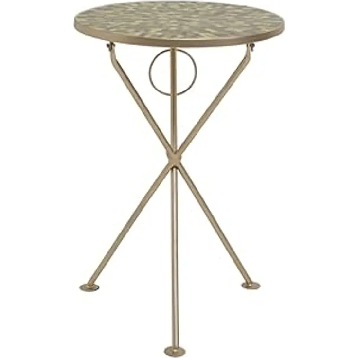 Kare Design Beistelltisch Clack Mosaic Oliv, olivgrün/Gold, rund, Durchmesser 35 cm, Couchtisch, Wohnzimmer, Nachttisch, Stahlgestell