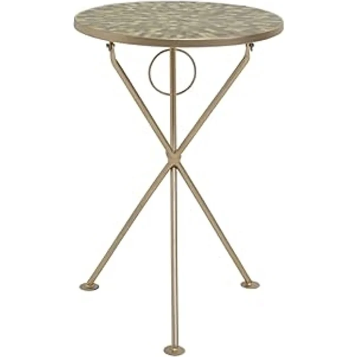 Kare Design Beistelltisch Clack Mosaic Oliv, olivgrün/Gold, rund, Durchmesser 35 cm, Couchtisch, Wohnzimmer, Nachttisch, Stahlgestell – Bild 1