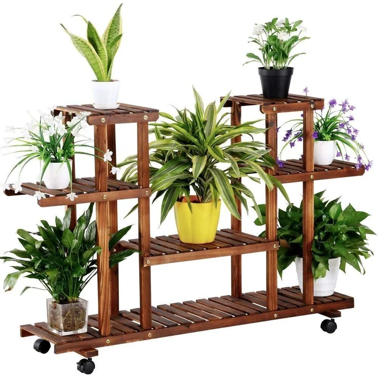 Yaheetech Blumenständer, Pflanzenregal aus Holz – Bild 5